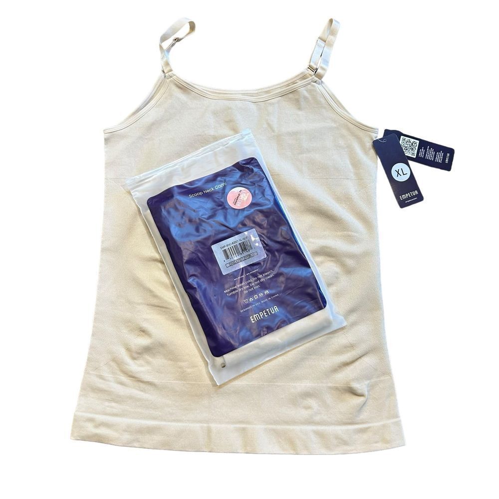NWT EMPETUA by Shapermint‎ 2 Scoop Neck Camis both XL Light Beige